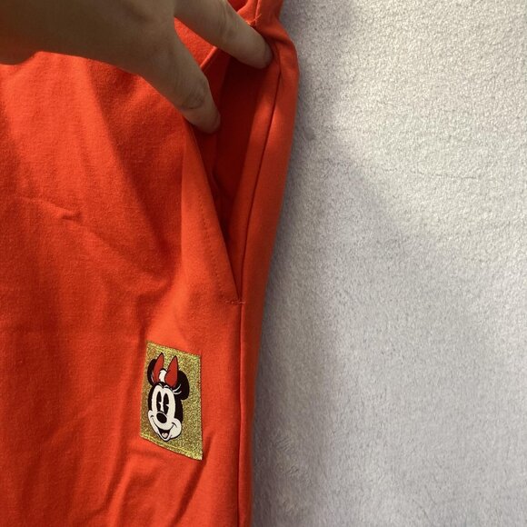 Disney Parks Wide Leg Minnie Mouse Lounge Pants Womens 3X Red Orange Patch Comfy - Picture 7 of 16